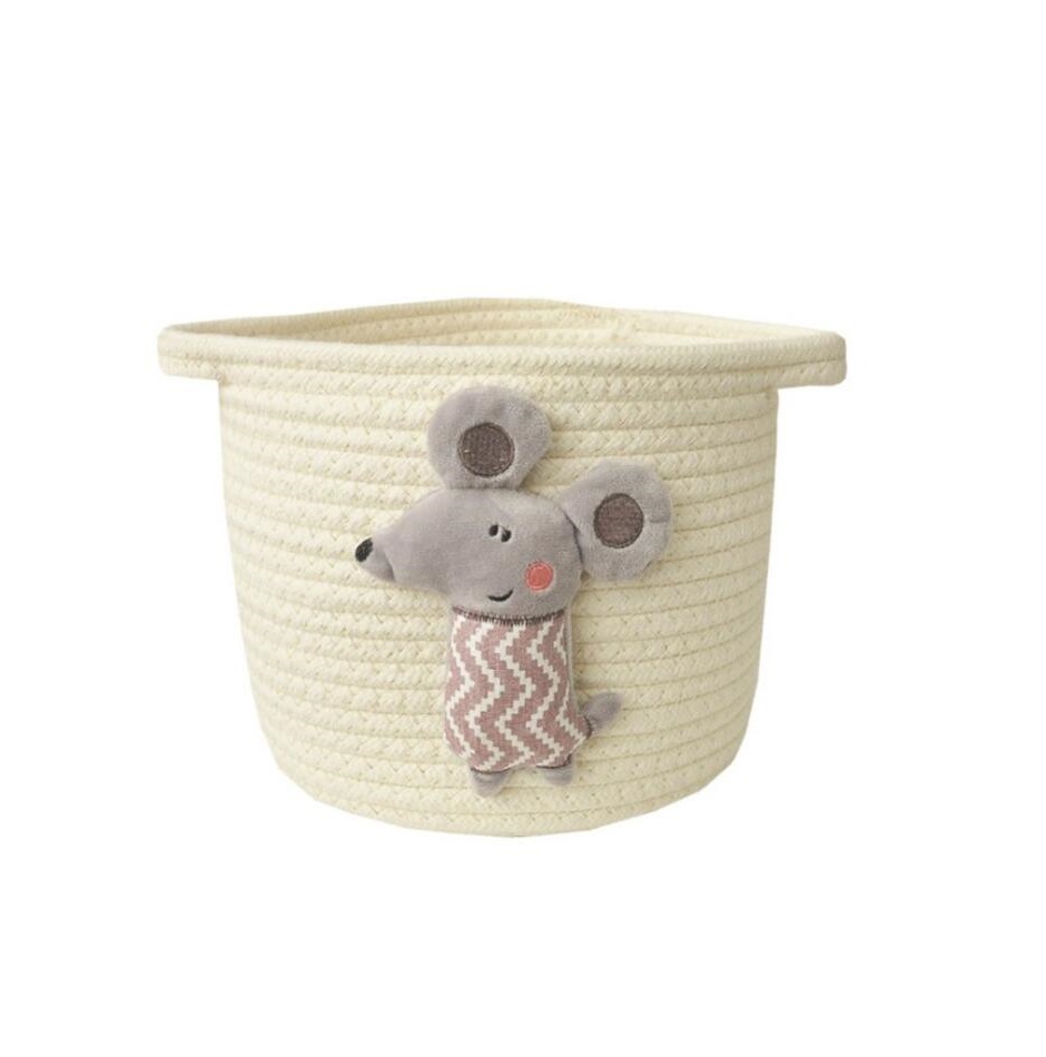 Woven Cotton Rope kids animal Storage Baskets Small Baby colorful Organizer Bin bedroom Cartoon Cute Toy Storage Laundry Basket