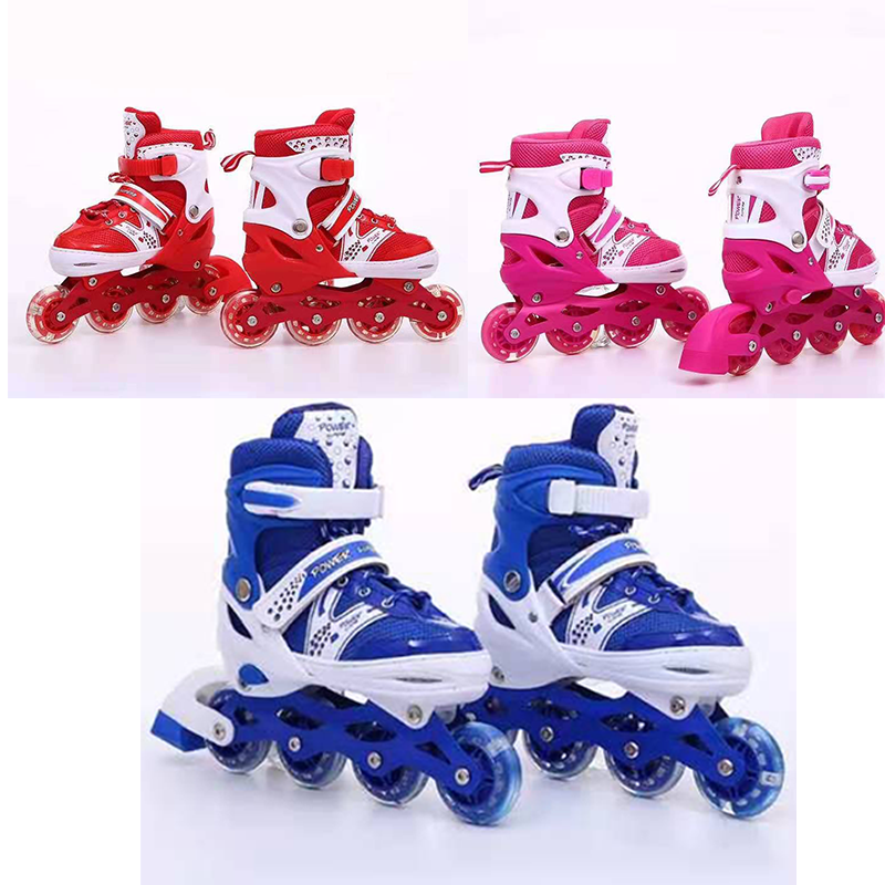 Outdoor training sports Pvc70mm adjustable children's brightness children's inline skates boys and girls speed skating shoes