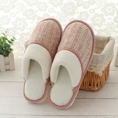 Women's one-step plush home slippers memory foam slippers outdoor indoor warm plush bedroom slippers with faux fur lining