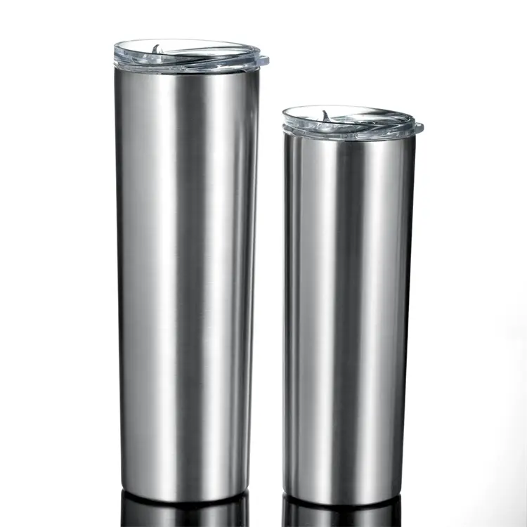 Custom Logo Stainless Steel Double Wall Insulated Tumbler Cups 30 oz Skinny with Slide Lids and Straw