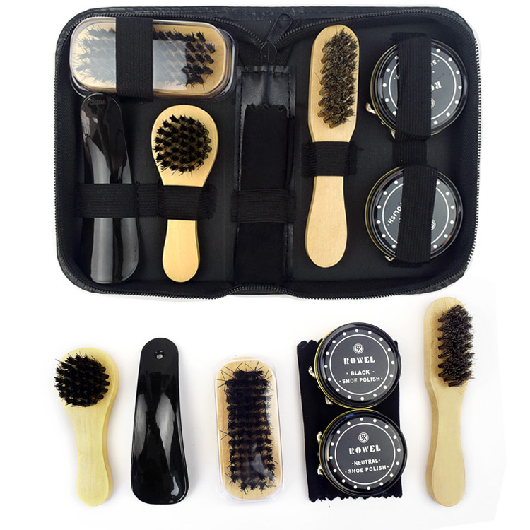 High Quality PU leather Shoe Polish Cleaning Brushes Kit Shoe Care Kits