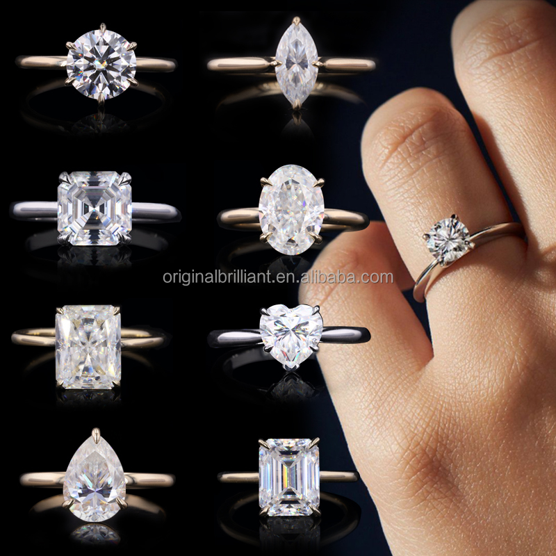 GRA Fine Jewelry 1.0CT Solitaire драгоценный камень бриллиантовое обручальное свадебное кольцо 14K из цельного золота муассанит кольцо