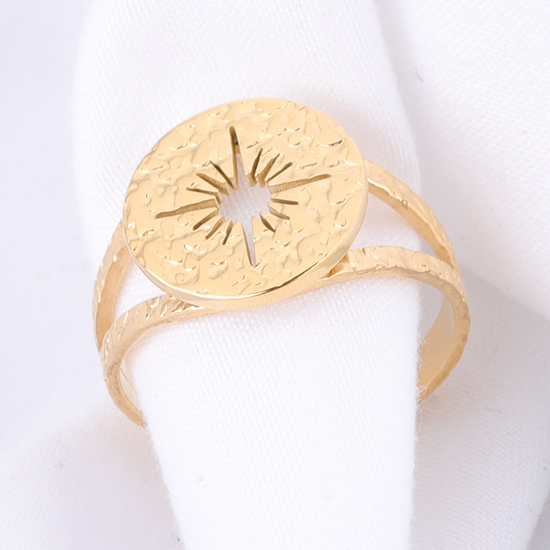 Popular Gold Plated Engraved Logo light Shape Eternity stainless steel signet rings