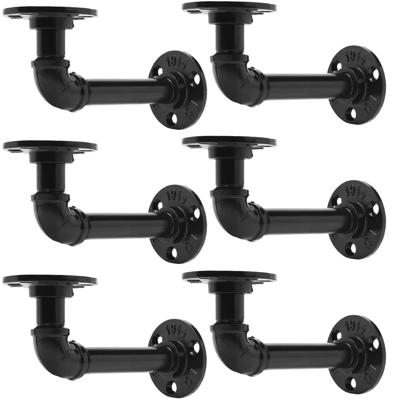Rustic Pipe Decor Pipe Bracket Industrial DIY L Pipe Shelf Bracket for Wood Floating Shelf