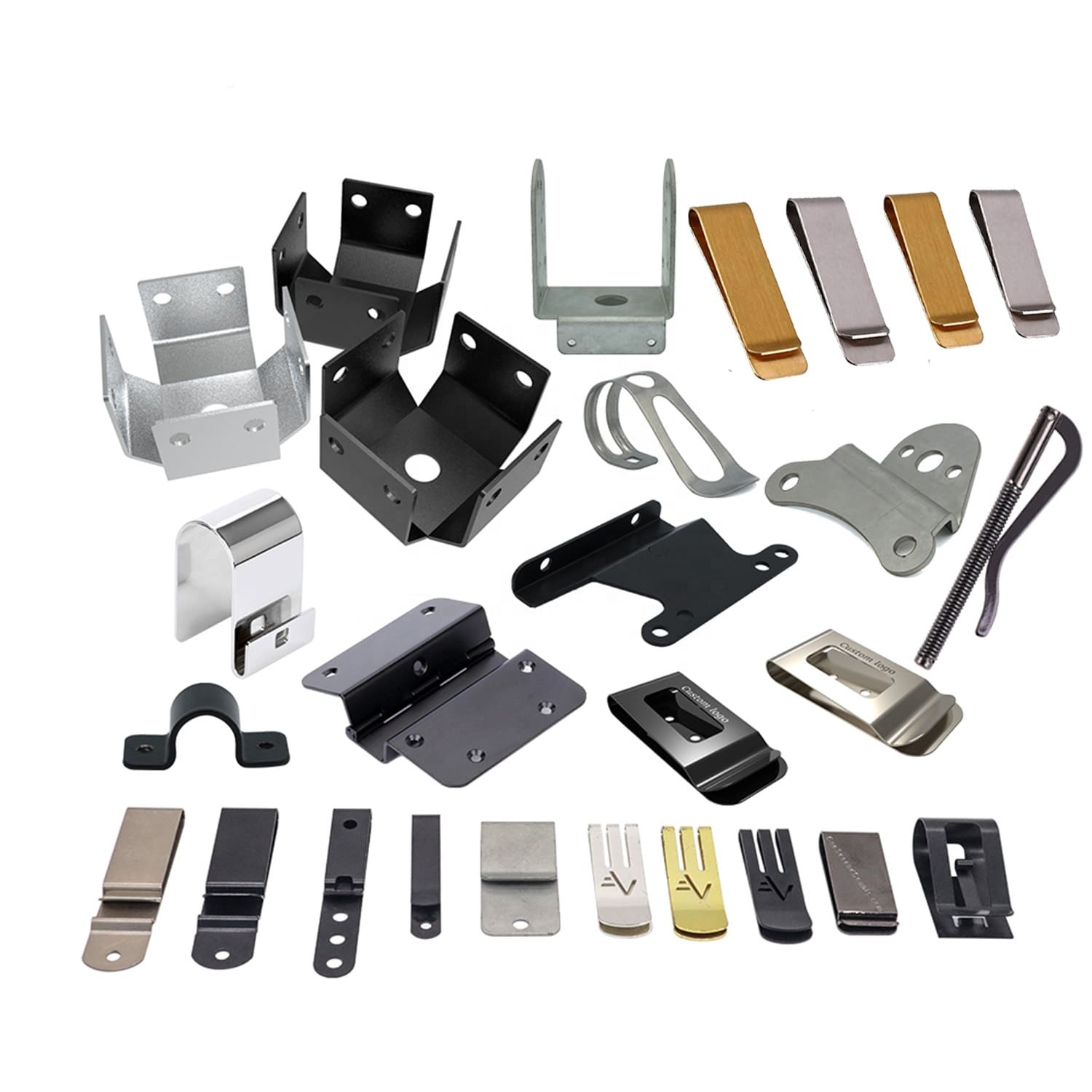 Sheet Metal Fabrication Stainless Steel Stamping Aluminum Laser Cutting Prototype Parts Button Flat Metal Spring Loaded Clip