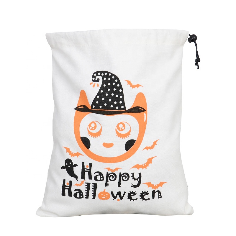 Halloween Canvas Drawstring Candy Bags DIY Custom Logo Candy Food Bean Small Goody Storage Bag