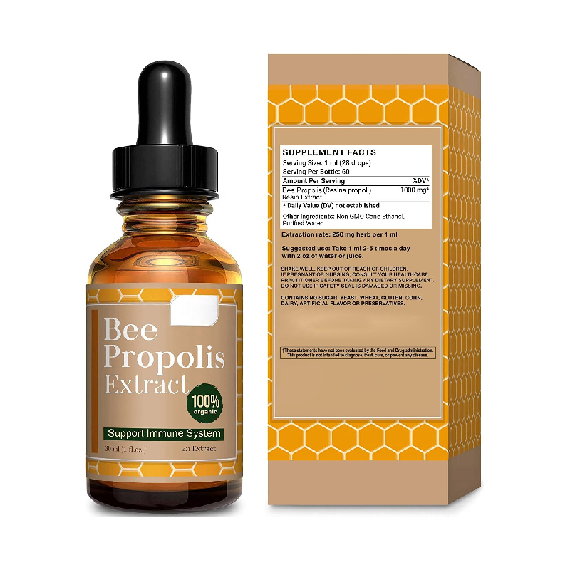 2022 Wholesale OEM ODM custom Propolis Potency 100% Pure Extract drops for Immune Support & Sore Throat Relief lung cleaning