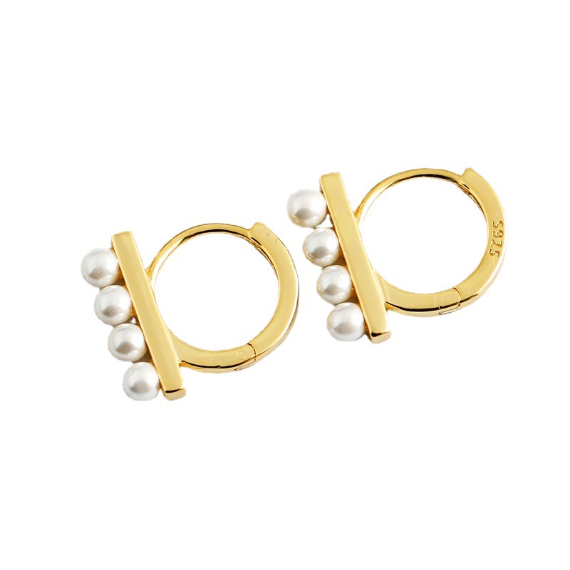 S925 sterling silver fashion bead earring 7BEADS creative circle geometric gold silver ear buckle jewelry for women gift party