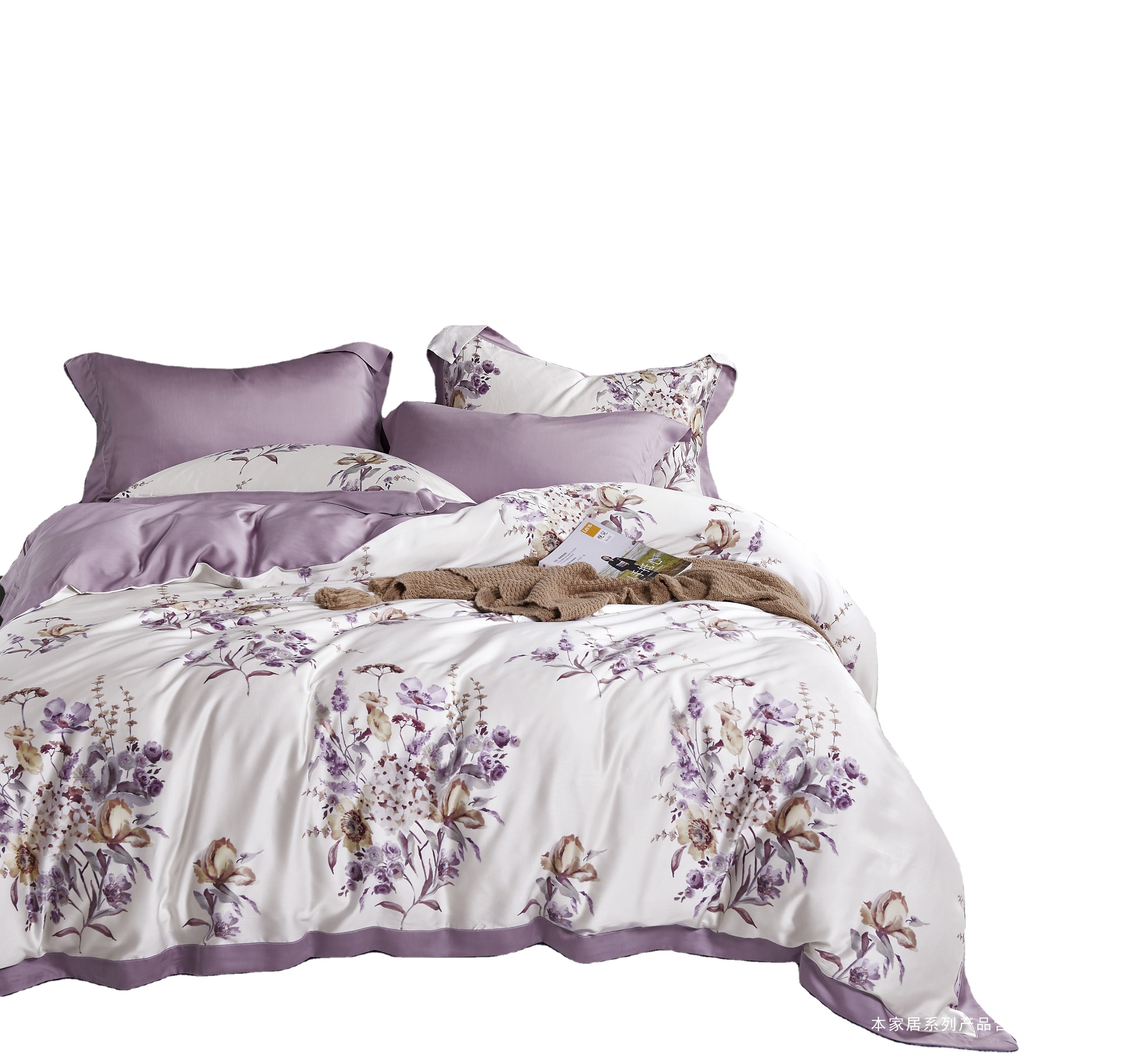 Natural 60S lyocell tencel bedding sets new popular customizable designs bedsheet set cool handfell duvet cover set