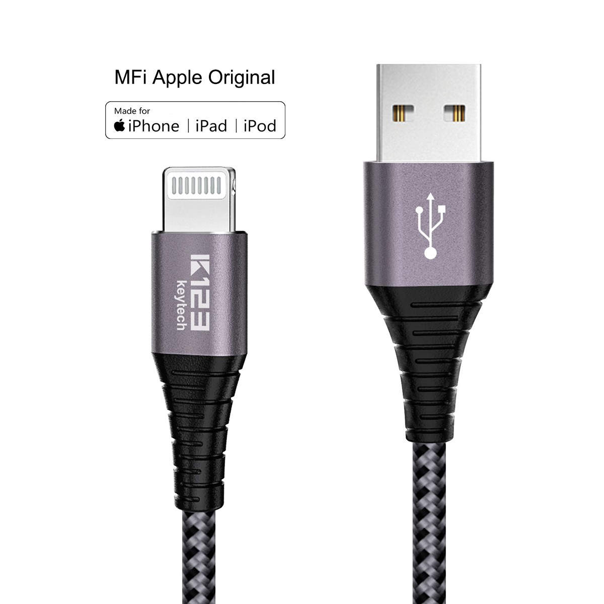 3 фута MFi Сертифицированный нейлоновый Плетеный USB A до 8pin C89 Зарядный Кабель 5В 2.4A корпус из алюминиевого сплава для iPhone XR