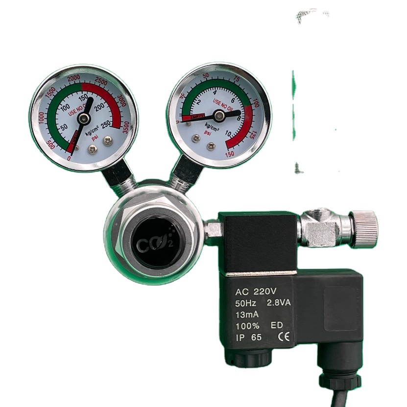 2021 Dual Gauge Aquarium Co2 Regulator With Check Valve Bubble Counter Magnetic Solenoid Valve