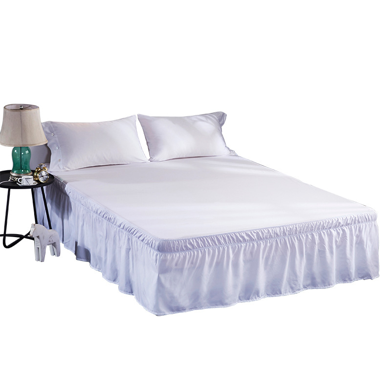 Home Elastic Polyester Bedding Skirts Bedspread Cover American White Set Fitted Skirt Bed