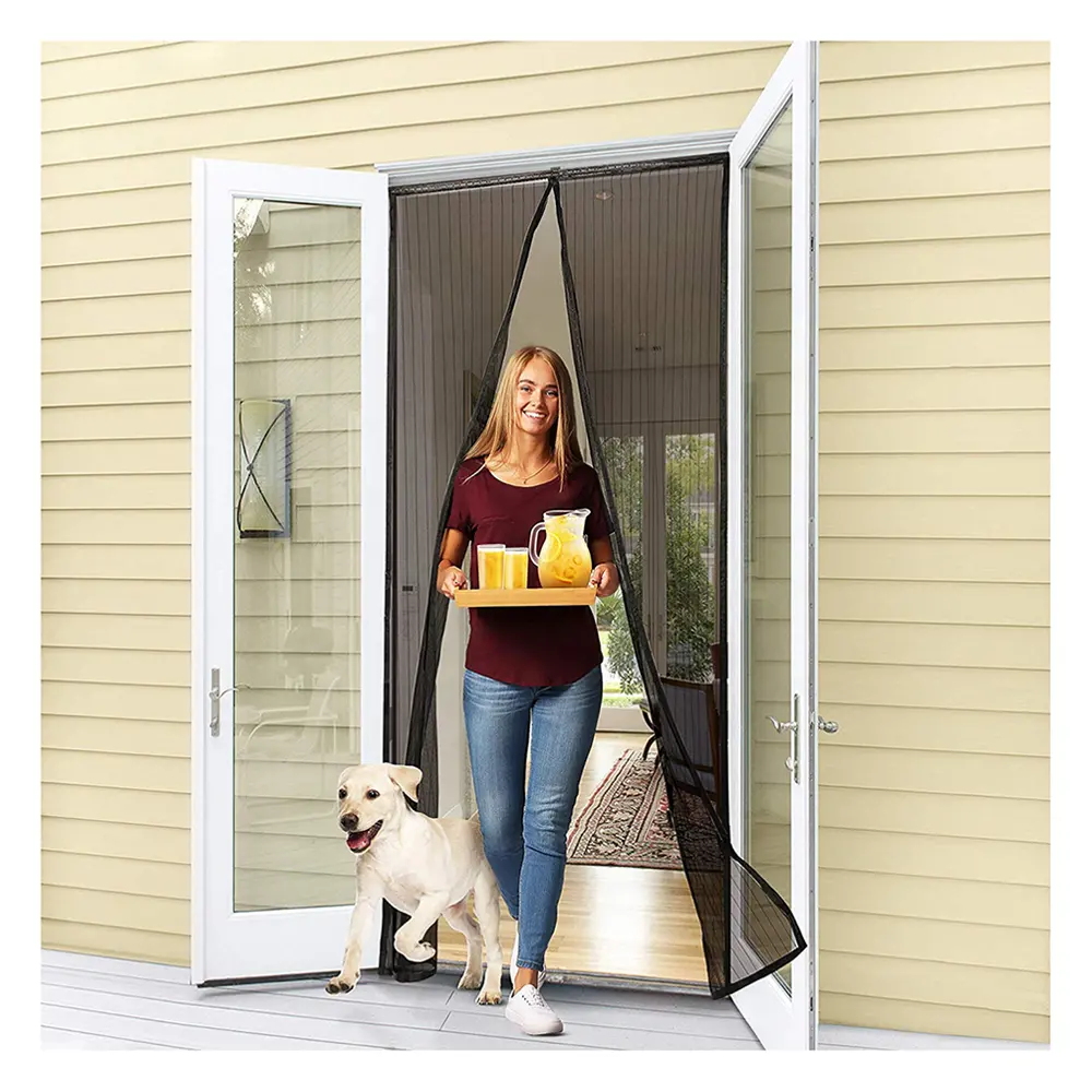 Pets friendly magnetic soft screen door hands free magnetic insect mosquito fly screen curtain mesh