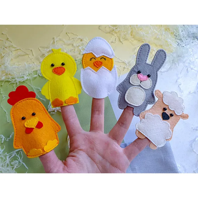 eco friendly cute chicken rabbit Easter animal felt hand finger puppet for kids home family