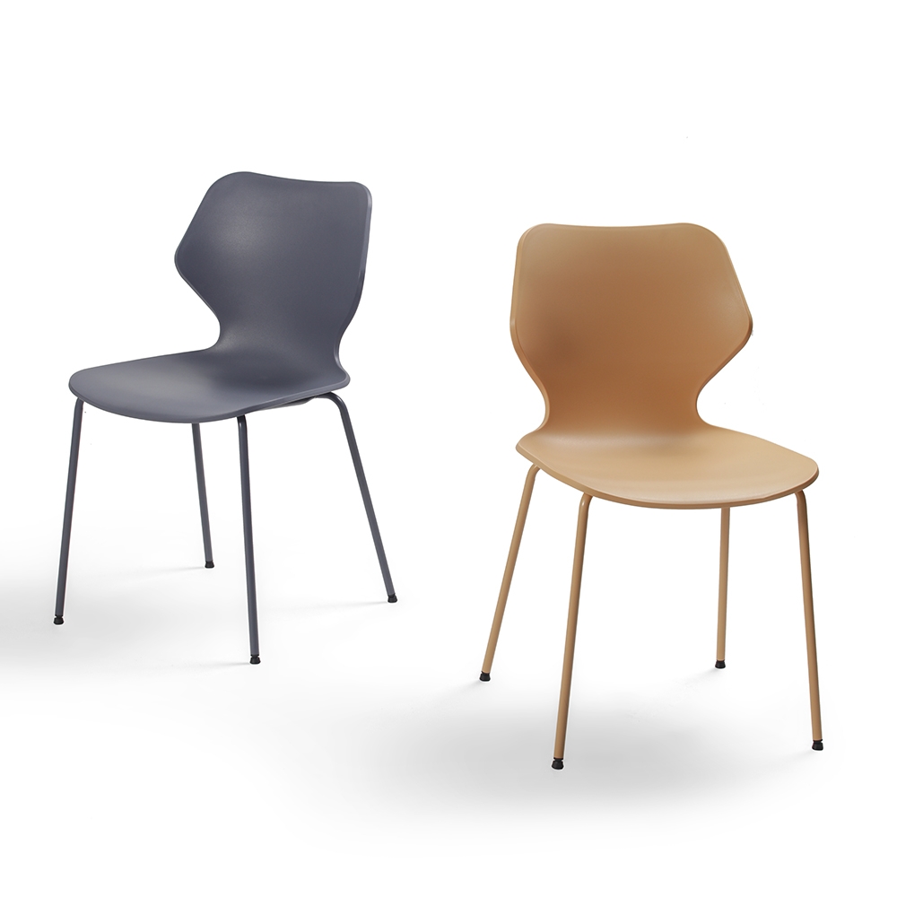 Modern Style Grey Brown PP Body Steel Leg Custom 6 8 10 Restaurant Dinning Chair