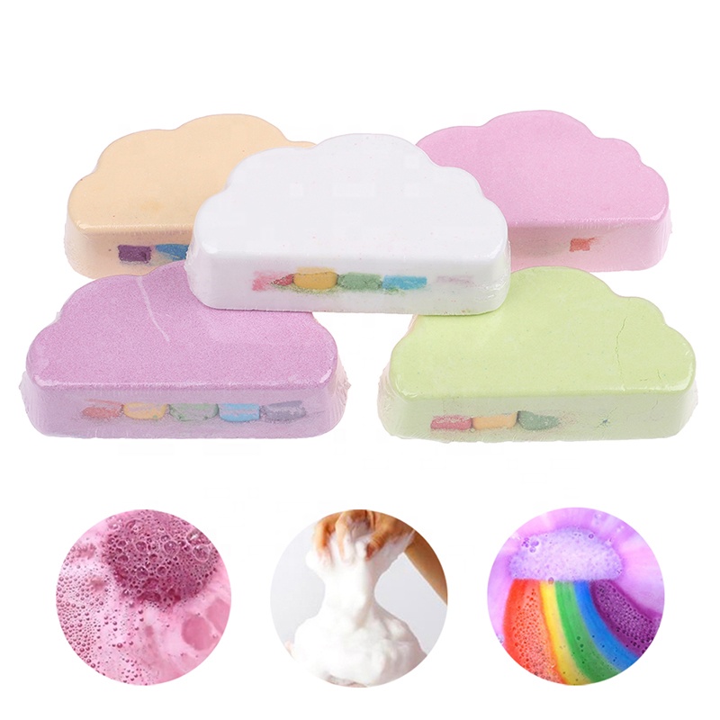 Rainbow Soap Cloud Bath Salt Moisturizing Exfoliating Cleaning Body Skin Bubble Bath Bombs Multicolor For Baby