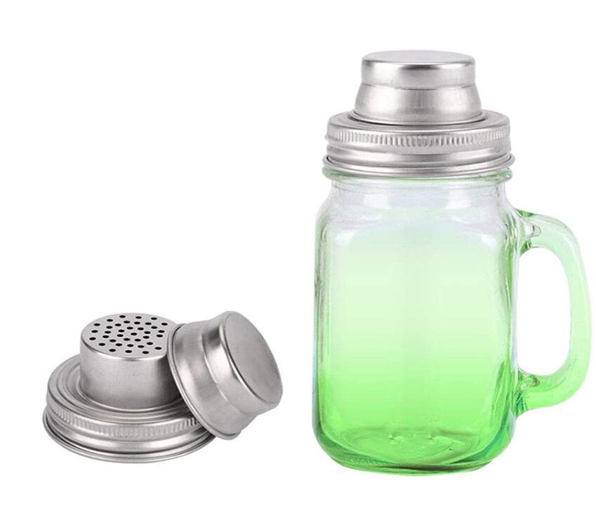 Шейкер Mason Jar с крышками для коктейлей и специй, шейкер с крышкой из нержавеющей стали, шейкер для соли и перца для регулярного рота