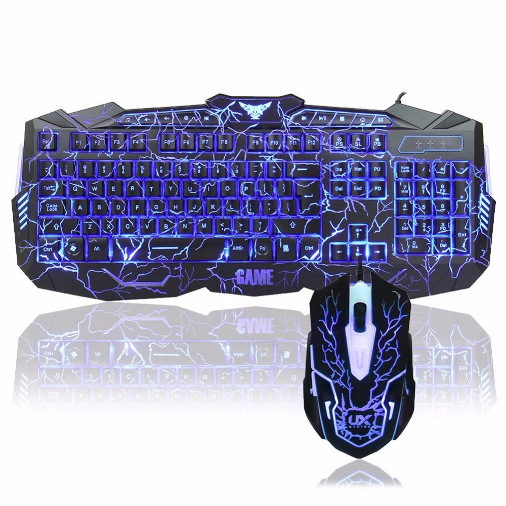 Хит продаж, оригинальный производитель, трехцветная Игровая USB-клавиатура и мышь с RGB-подсветкой