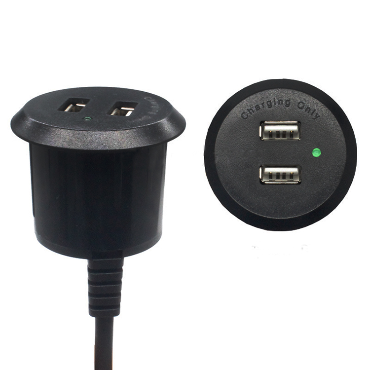 Двойной USB люверс для офиса домашнего использования Настольный несколько зарядных устройств usb мобильного круглый темно usb Розетка с указателем индикатор