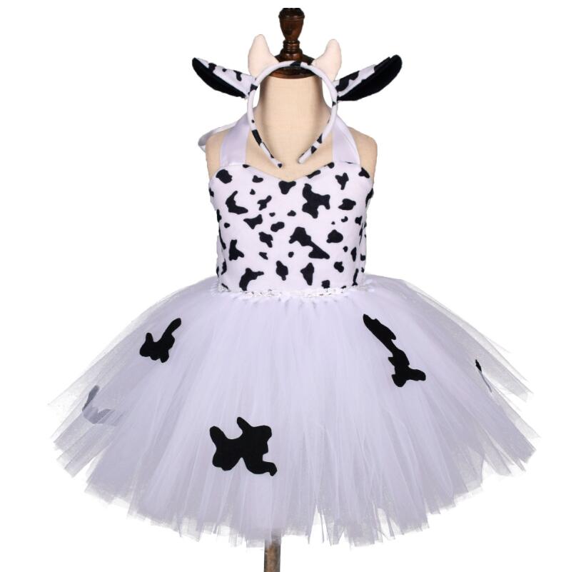 Animal World Cow Tiger Girl Dress Kids Party Performance Costume Dance Dresses