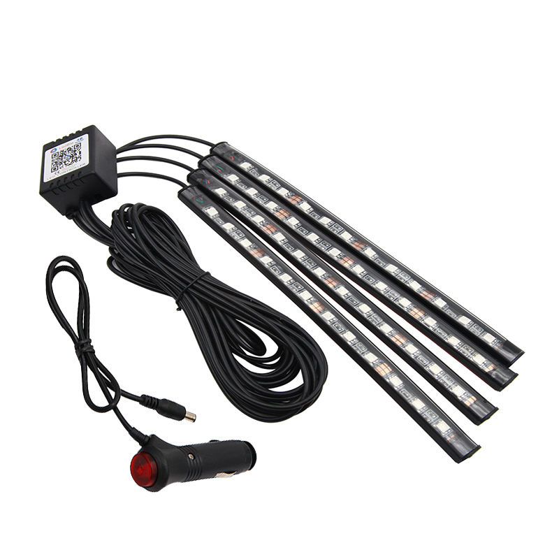 4X12 led Garland Wire Rope Tube flexible Light With Cigarette Drive APP Decoration StripCar Interior Lighting LED Foot Light