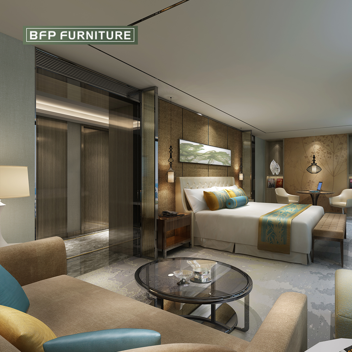 BFP Furniture Modern and luxury Styles Bedroom Customized For 5 stars Hotel and Oversea projects