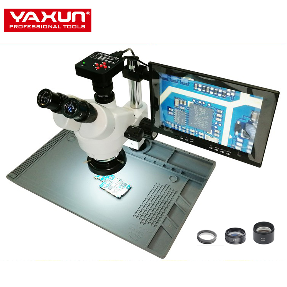 3.5x-90x зум YAXUN AK33 тринокулярный микроскоп комплект 41MP FHD hdmi-камера с 48 по 32 Большой база с экраном 10 дюймов 1080p ЖК-монитор