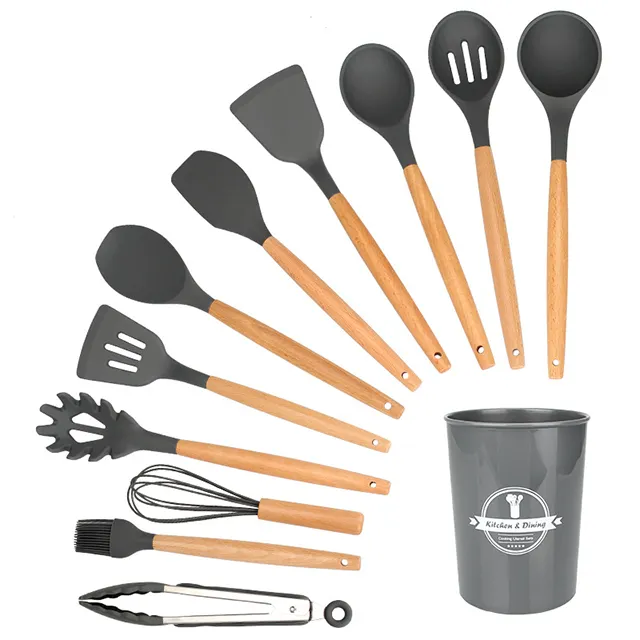 Food grade silicone kitchen utensils heat resistant cooking utensil set 12pcs kitchen accessories
