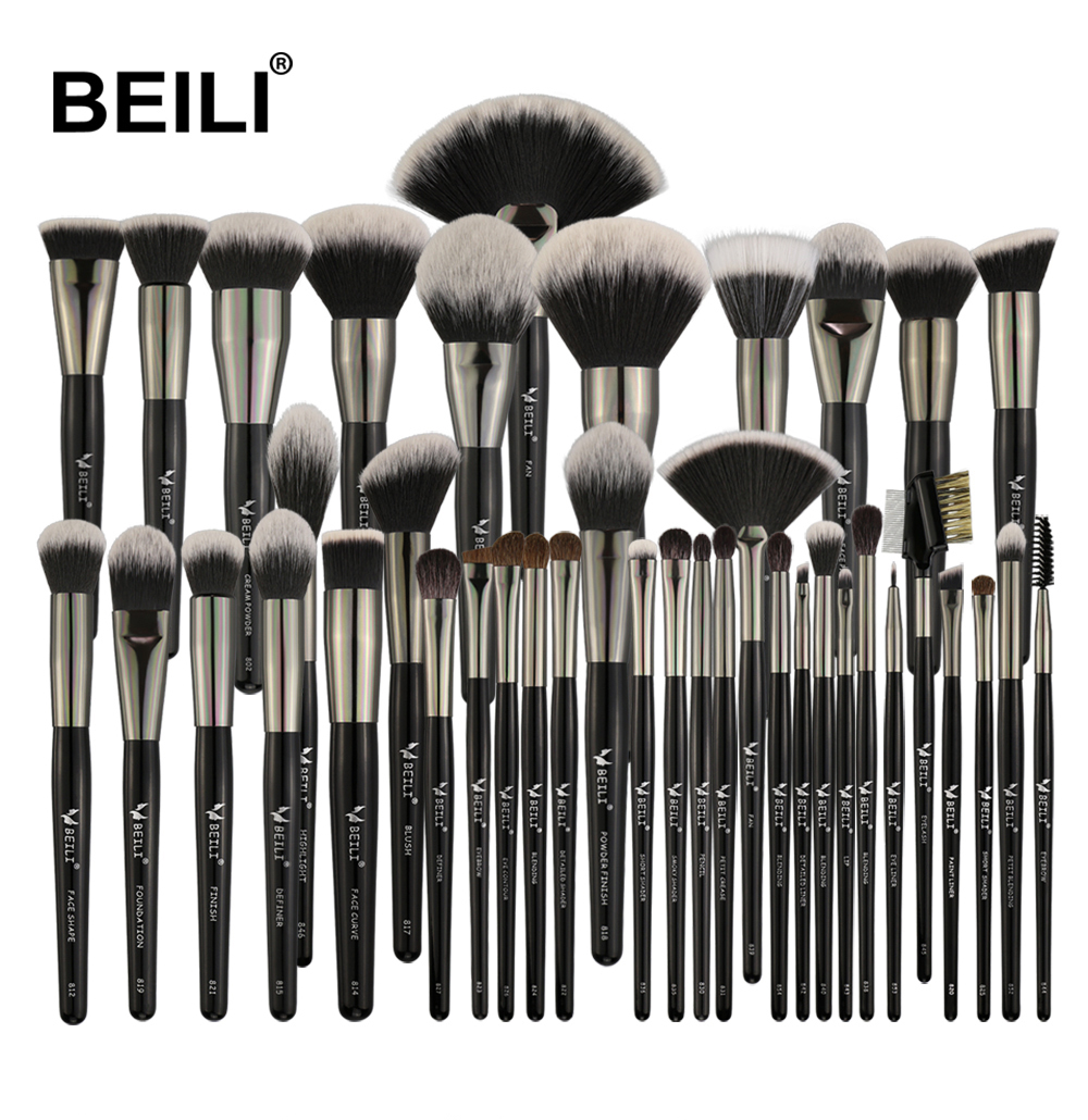 BEILI brush sets makeup 40PCS Black Makeup Brushes Kits Wood Handle Box Packing Accept Private Label Customize makeup brush set