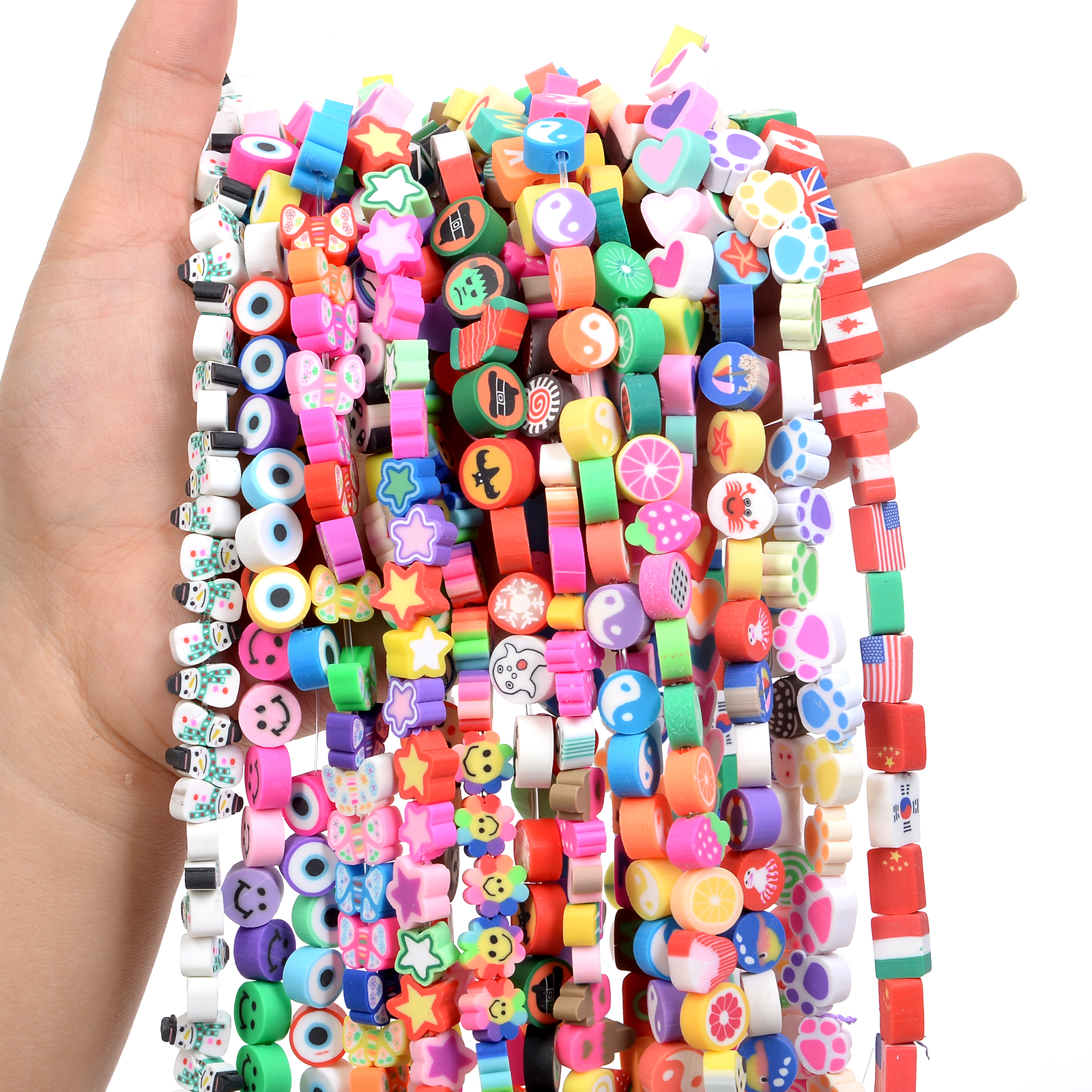 30Pcs/Bag 10mm Polymer Clay Beads Spacer Loose Beads for Jewelry Making DIY Handmade Charm Bracelet Necklace Accessories