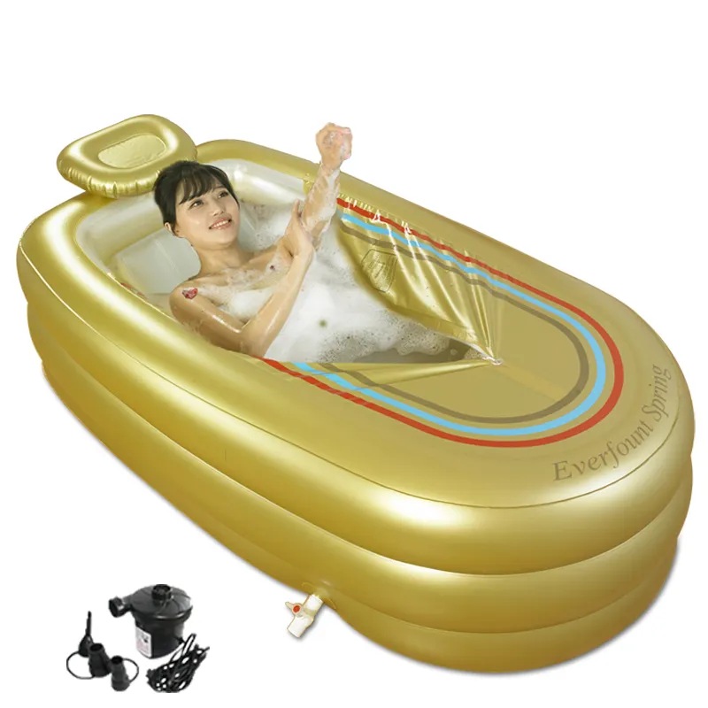 Golden Color Large Size Inflatable PVC Bathtub For Adults Protable Bathtub