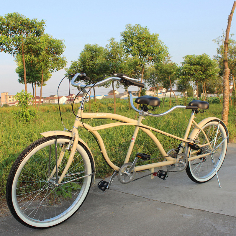 High carbon steel 26 inch 21 speeds OEM/ODM High Quality two seats beach cruiser tandem bike