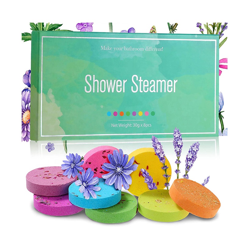 OEM wholesale private label custom bath bomb packaging organic essential oil cbd natural aromatherapy shower steamers tablets