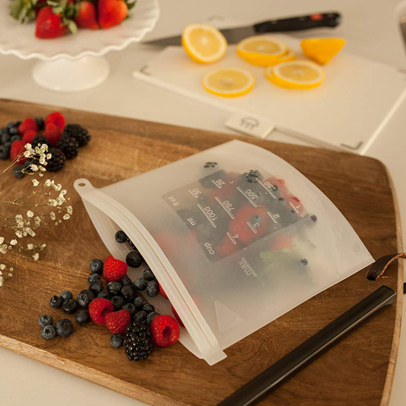 Hot selling kitchen silicone preservation bag food grade recycle 1000ml storage bag new creative products