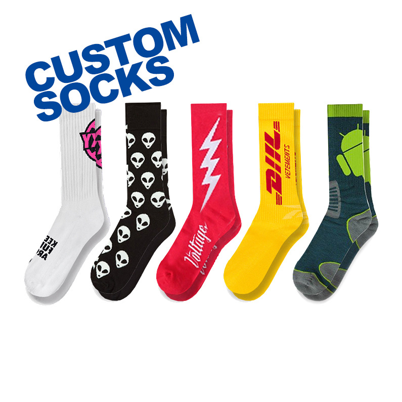 Custom Oem Fashionable Print Logo Embroidery Socks