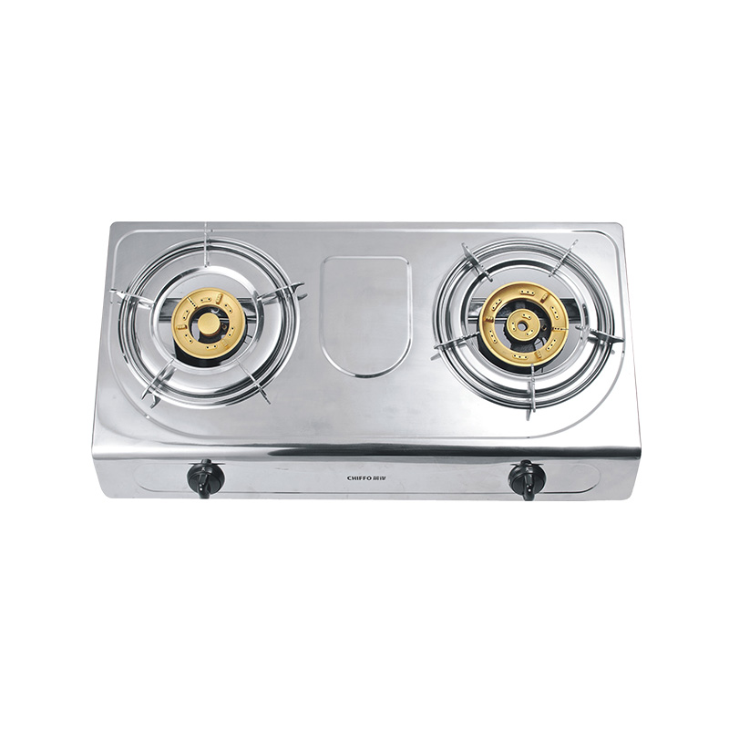 TXX9 Stainless Steel Double Burner Tabletop Gas Cooker Stainless Steel Flame Failure Protection Household Use Natural Gas