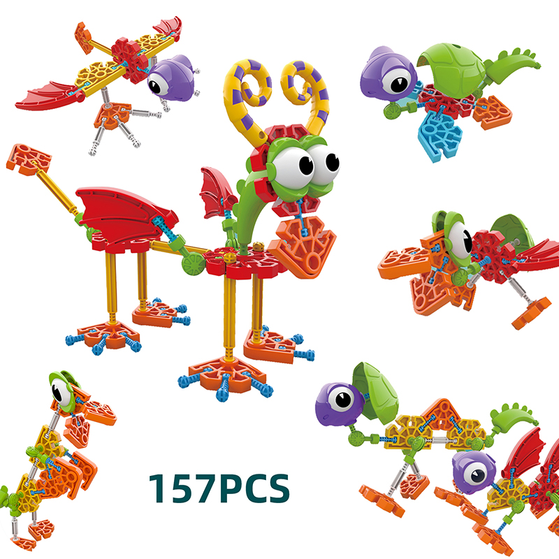 2021 New Preschool toy kids DIY assemble dinosaur papadise puzzle bulling blocksToy amazon
