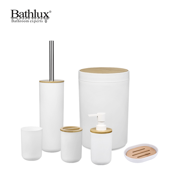 Bathlux Новый дизайн 6 штук бамбуковые наборы для ванной роскошные аксессуары для ванной комнаты