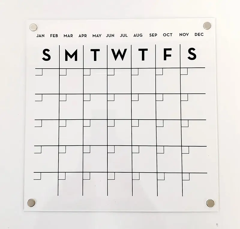 17 x 12inch Fridge Weekly Magnetic Dry Erase Calendar Wall Clear Dry-erase Mounted Planner Acrylic Calendar