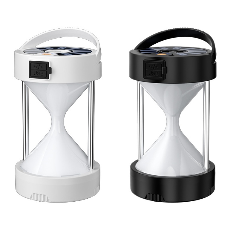 Solar Powered Hourglass Backpack Flash light Emergency Power Bank Rechargeable magnetic Base LED Camping Lamp light for Tent