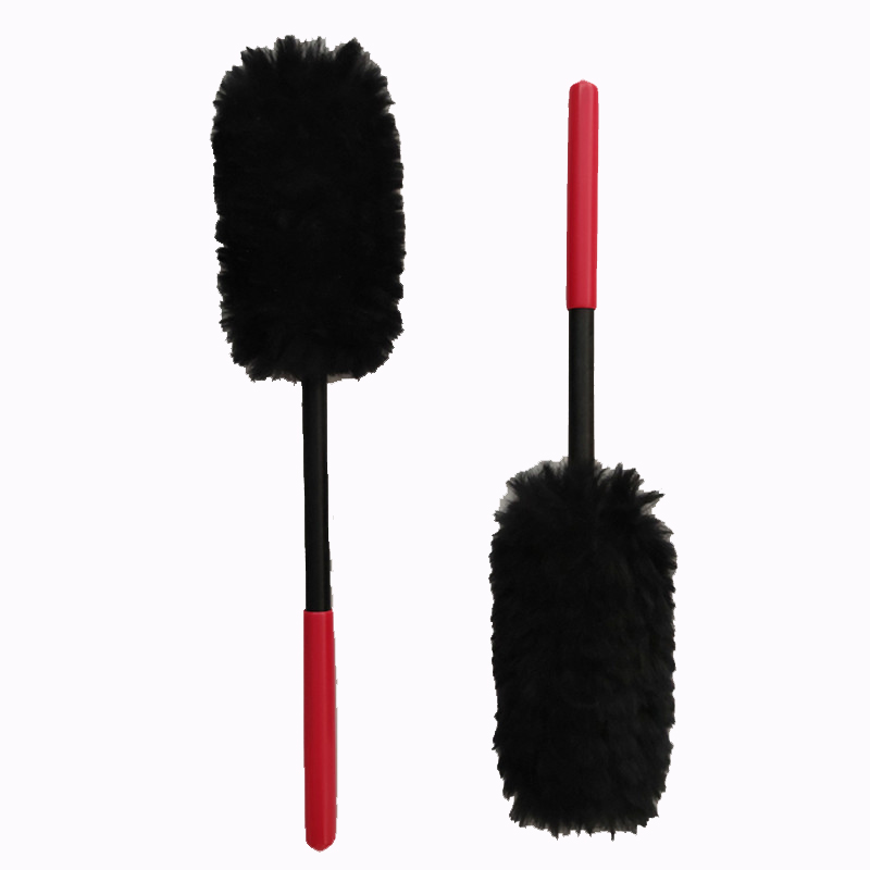 Extended Reach Handle Wheel Wool Brush Kit for Car Internal & External Black 54cm 34cm 30cm