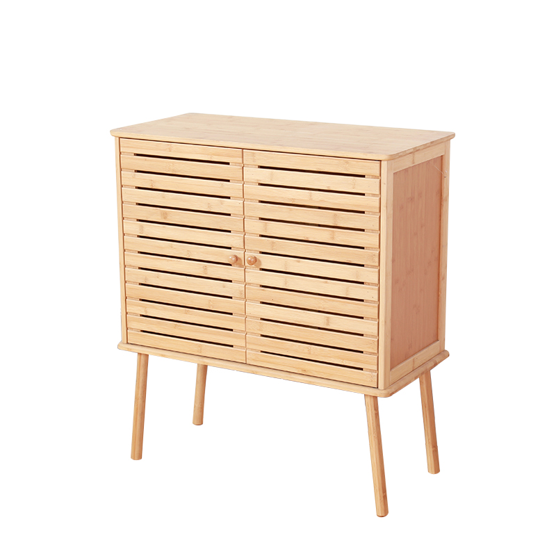 Natural 2 Tier Bamboo Storage Shelf Wood Cabinet for living Room