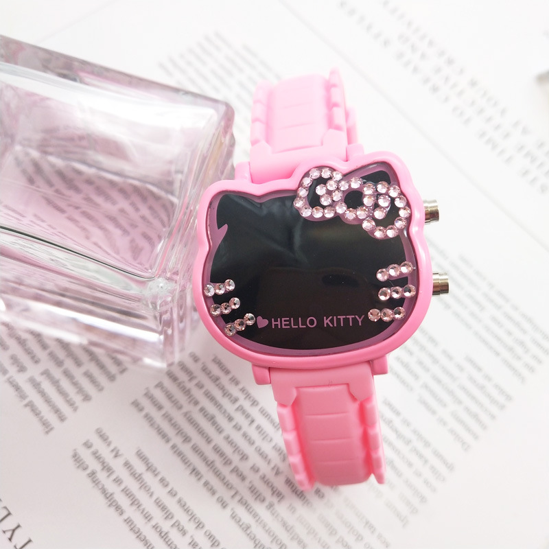 Новинка 2021 г., Детские Силиконовые часы с рисунком hello kitty для девочек