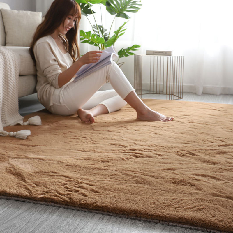 Click Hairy Carpets Rabbit Fur Rug Bedroom Red Carpet Faux Fur Artificial Sheepskin Hairy Carpet For Bedroom Nursery Home