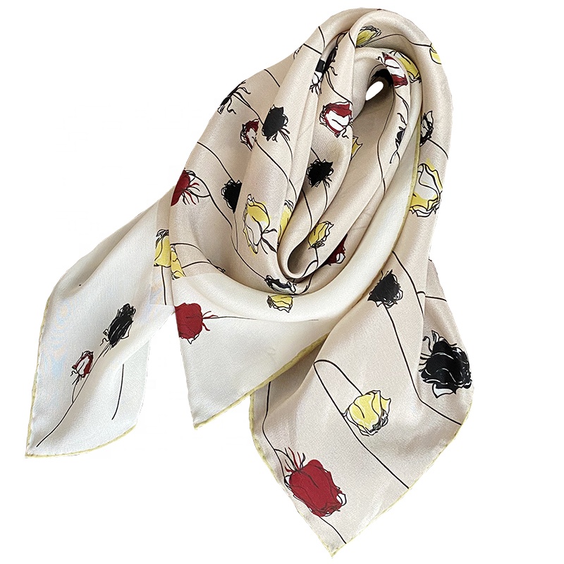 100% Pure Mulberry Silk Scarf for Women 65cm Square Head Hair Wrapping silk cdc Scarves Luxury Scarfs