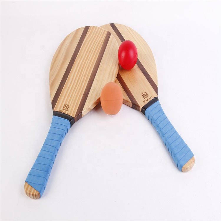 Amazon Hot Selling Wooden Beach Paddle Tennis Racket Ball Set