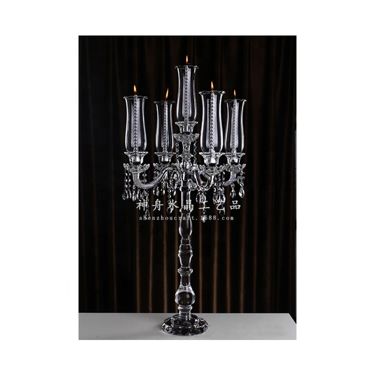 Manufacturers Supply Modern European Style Candelabra Crystal Party Wedding Centerpieces 5-head Crystal Candelabra