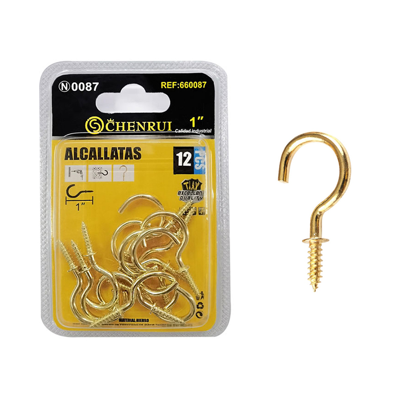 Small Screw Ceiling Hooks 5/8 Inch Screw Cup Hooks Jewelry Screw-in Light Hooks Gold for supermarket sale