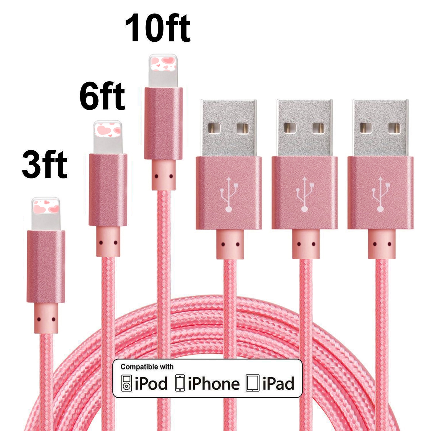 Usb-кабель в нейлоновой оплетке, 1/2/3/3/6/10 футов