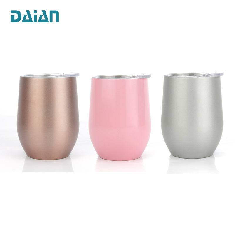 Customized 12oz Wine Cup Metal Stemless Tumbler Thermos